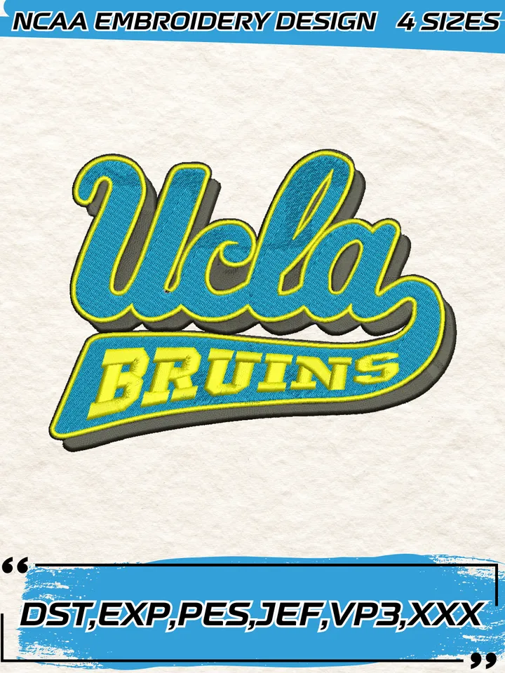 UCLA Bruins Embroidery Designs,NCAA Logo Embroidery Design,Machine Embroidery Design File,4 Sizes, Digital Download