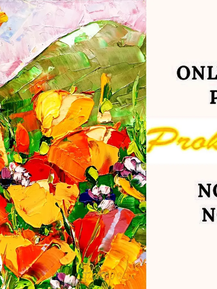 California Poppy Painting Original Art Impasto Oil Painting Flower Small Artwork Impressionist Art Gifts by ArtProkopaloSv