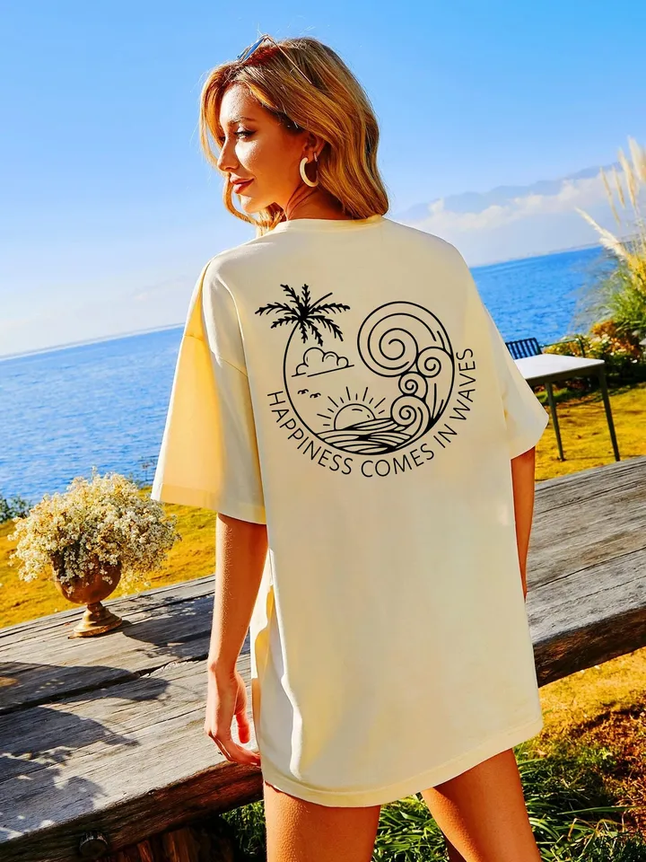 Happiness Comes in Waves SVG, Summer Shirt Svg, Positive Svg, Waves Svg, Beach Svg, Summer Vacay Vibe svg, Png