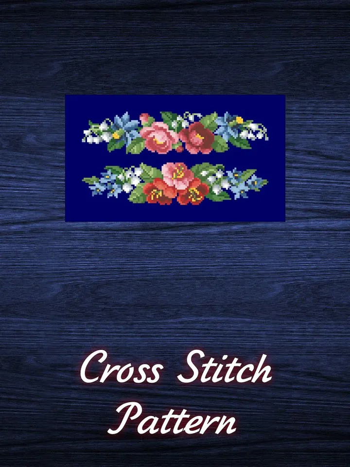 Antique Cross Stitch Pattern Two Flower Garlands Digital Download PDF