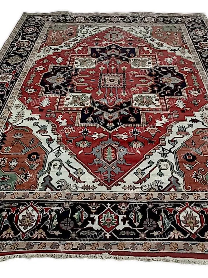 10X14 Red, Black, White Oushak rug muted multi size 8x10/9x12/10x14 Hand-knotted Vintage Oushak Wool Area Rug for Living Room, Dining room..