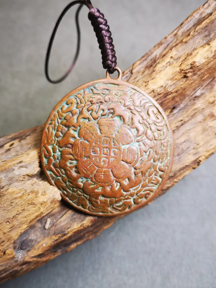 Gandhanra Acient Tibetan Buddhist Amulet,Melong Mirror, Calendar Badge,SIPAHO(srid pa ho),Unique 2 Sided Pattern
