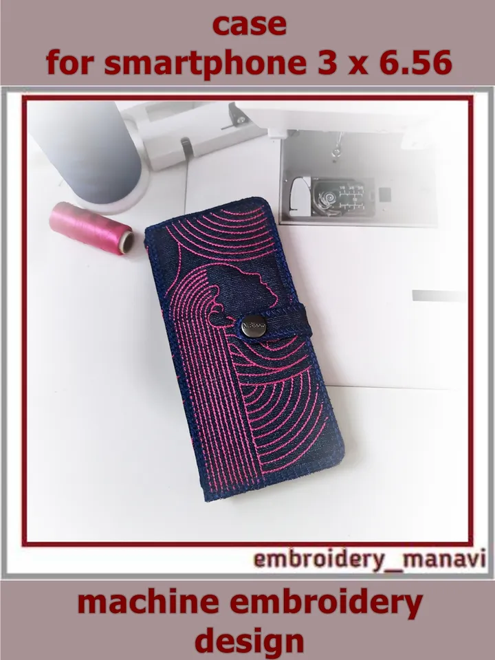 In the hoop embroidery design smartphone case 3x6.56 Girl by Embroidery Manavi 05