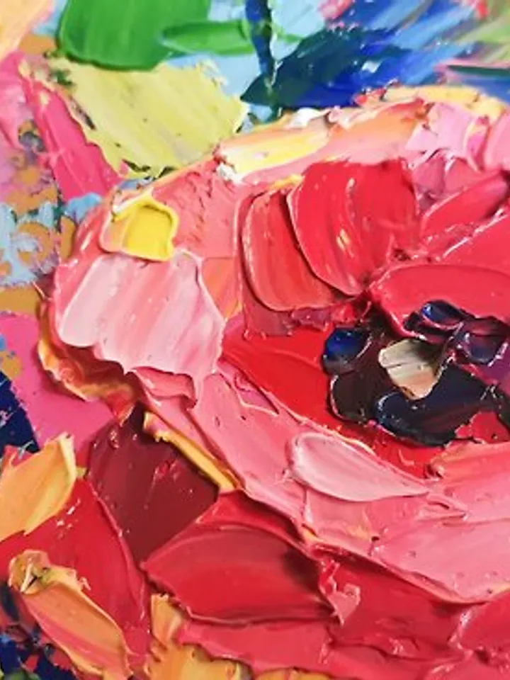 Poppy Painting Original Art Small Impasto Oil Painting Flower Verafe