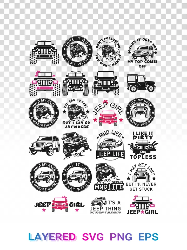 Jeep SVG, Jeep Life PNG, Jeep Girl Clipart Cricut
