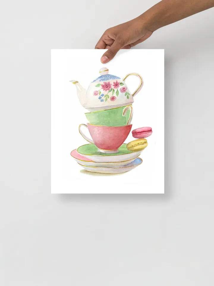 Tea cups, Kitchen Art, Wall Art, Kitchen Wall Decor, Vintage Tea Cup, Gift For Tea Lovers, Tea Party Decor ,Watercolor Art Print Tea Poster