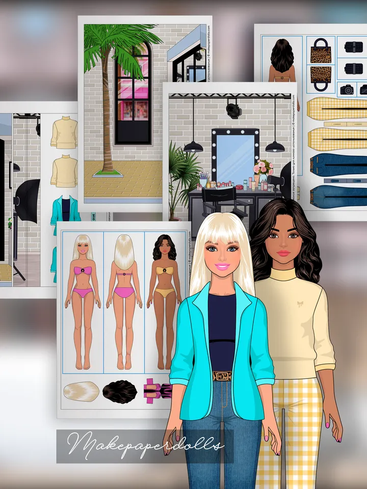 Photo studio with paper dolls