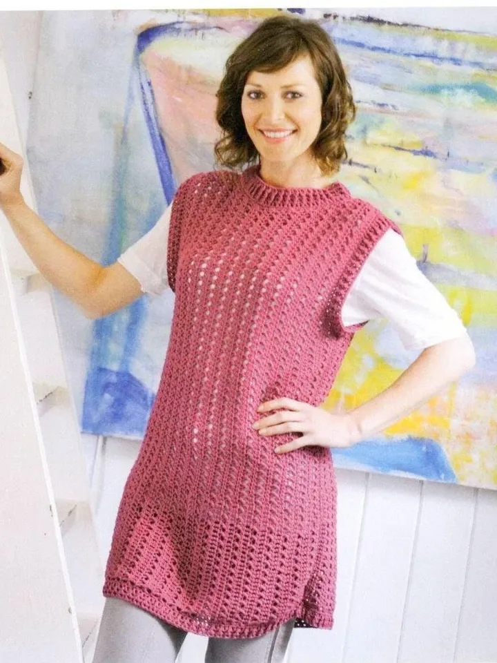 Tunic pattern, crochet pattern tunic, short dress pattern, sleeveless dress, summer tunic pdf instant download