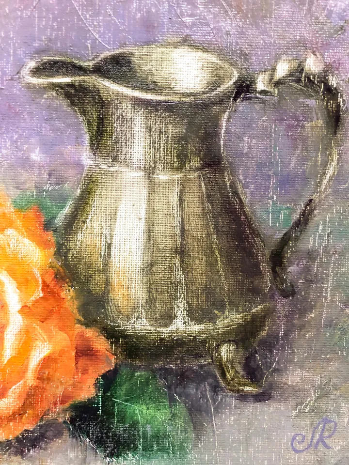 Roses Oil Painting Original Still Life Teacup Painting