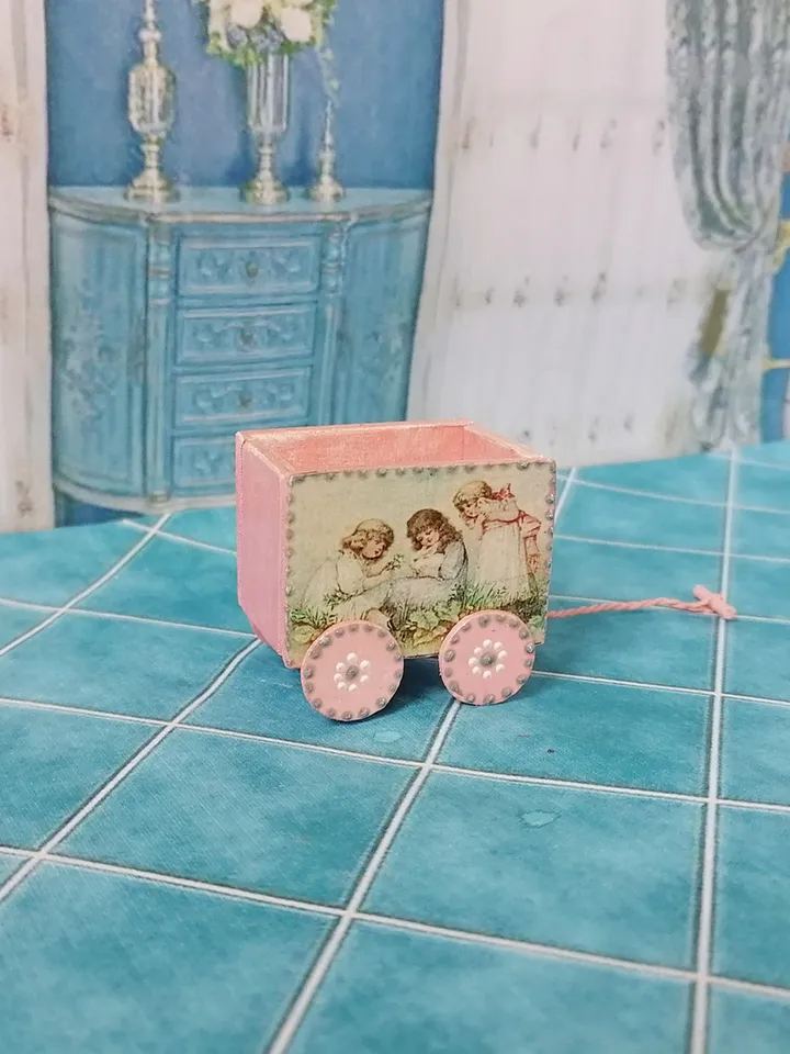 Trolley for dollhouse. Doll toy.