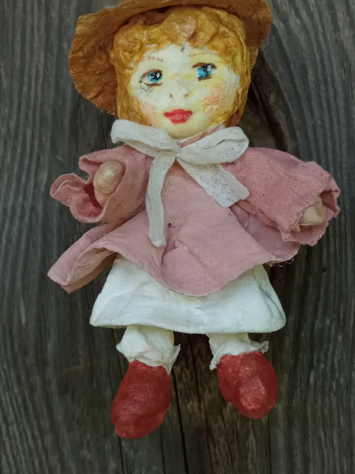 Christmas cotton toy pendant for the Christmas tree. Xmas family souvenir. An original Diy gift. Author's doll made of handmade cotton wool. A gift for her. Interior doll. Gifts from the hear. Little beautiful blonde doll. Christmas gifts. Xmas presents M