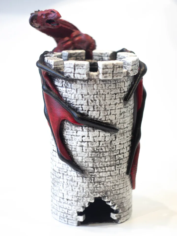 Dice Tower, Red Dragon Dice Tower, Dice Tray, Dice Roller, DND Board Game Accessories