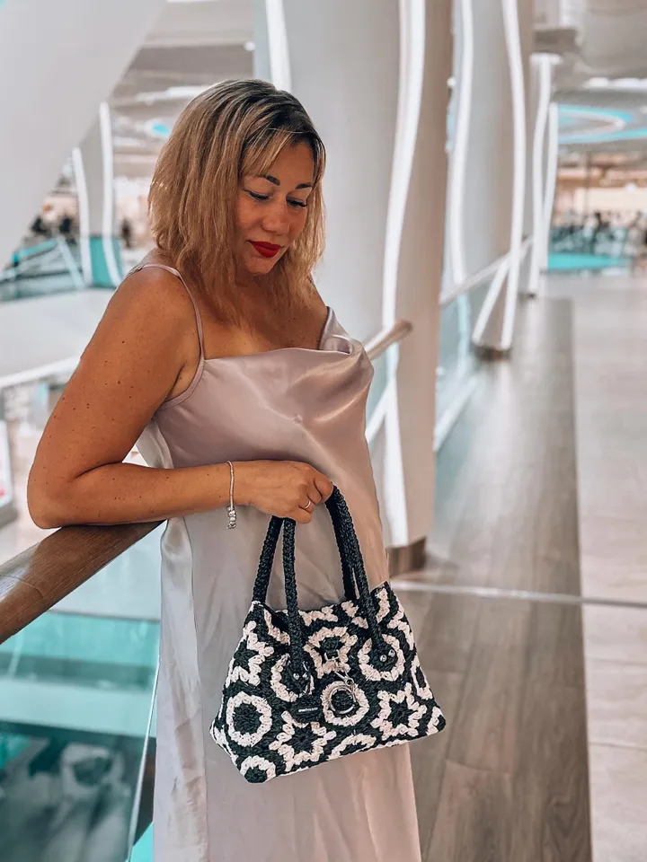 Raffia monochrome women handbag, Eco-Friendly, shoulder tote, autumn women bag, boho hobo pouch, cottegecore, black white clatch, market han