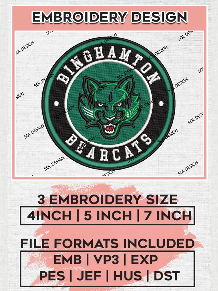 NCAA Binghamton Bearcats Round Logo Embroidery, NCAA Binghamton Team Logo Embroidery files, NCAA Teams, Machine embroidery designs, Digital Download