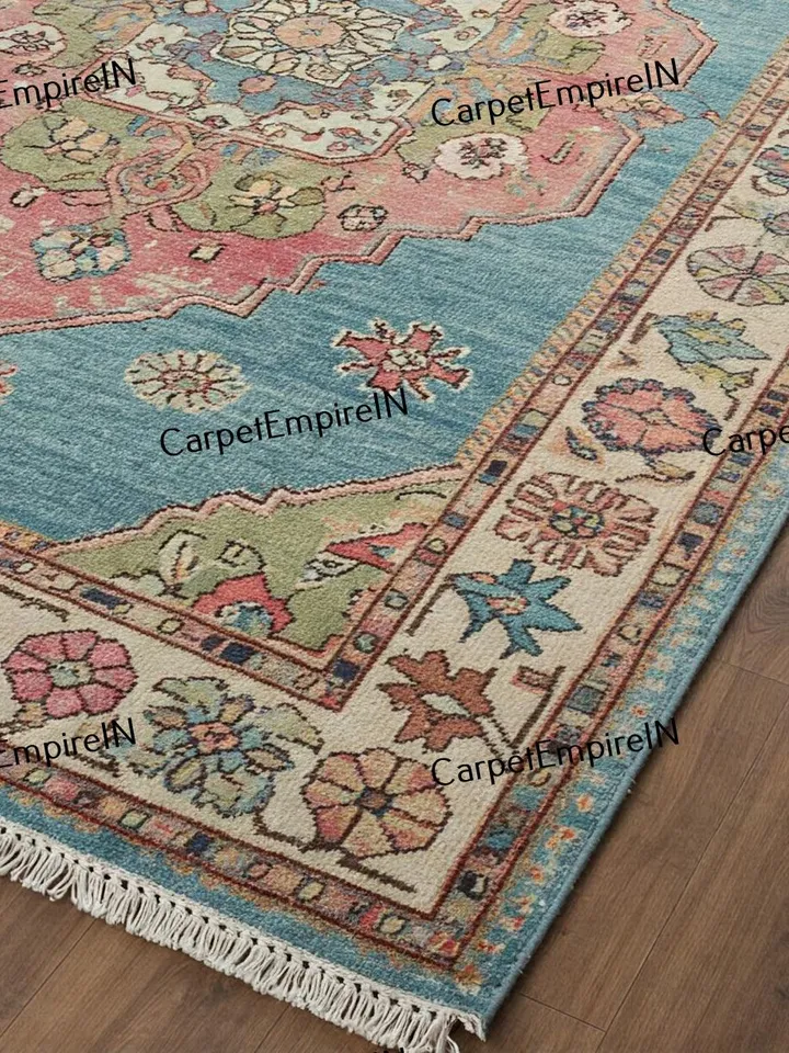 Exquisite Blue Modern Oushak Hand Knotted Rug 4x6, 5x8, 6x9, 8x10, 9x12, 10x14 ft Handmade Rugs for Living Room - Antique Contemporary rug.