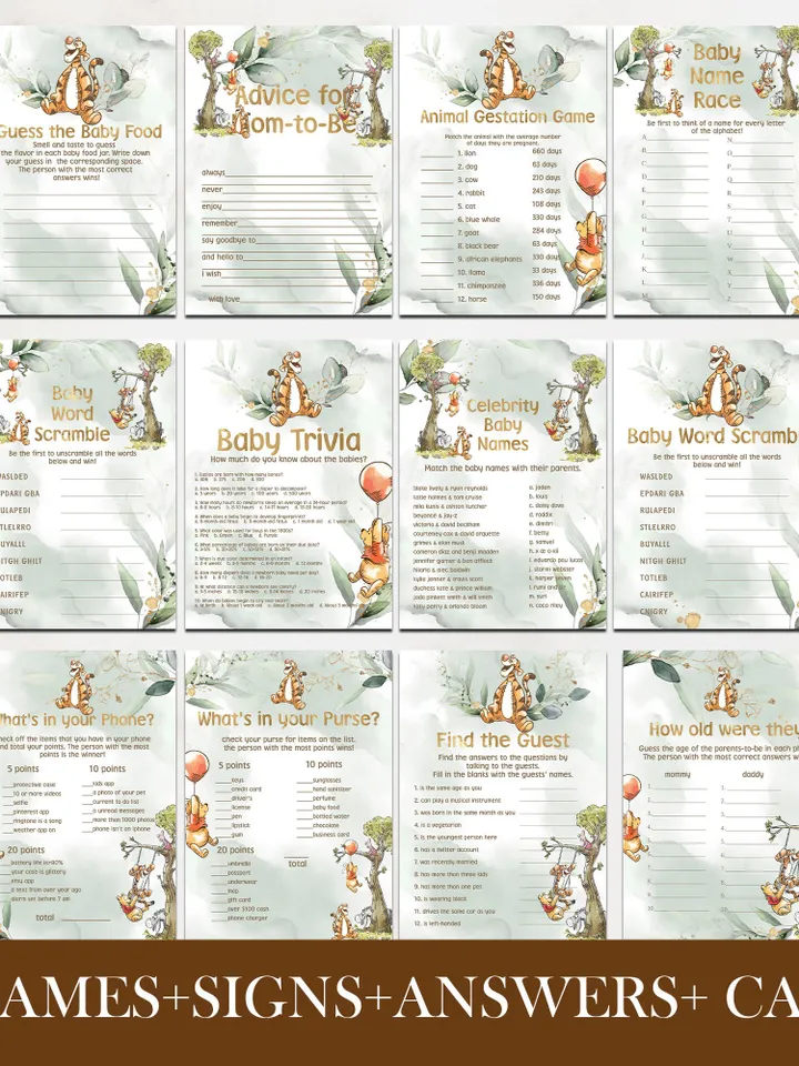Winnie the Pooh Baby Shower Bundle; Large Winnie the Pooh Baby Shower Set; Honey Bear Baby Shower; We can Bearly Wait shower bundle; pg123