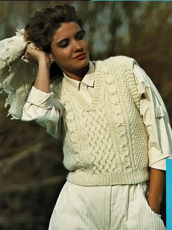 Aran vest knitting pattern, women ladies waistcoat pattern, sleeveless cardigan pattern, aran cable chunky waistcoat vest
