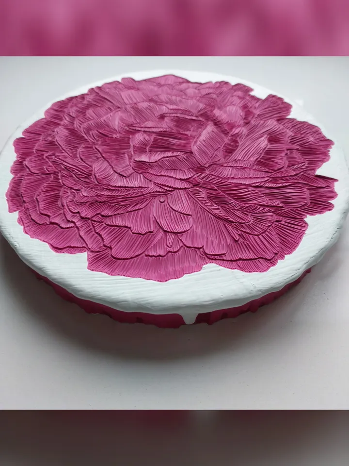 Peony. Paint сarving. Diameter is 21 cm