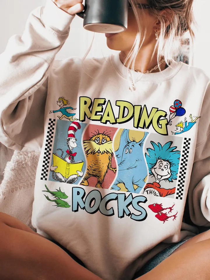 Read Rocks America Day png, One fish two fish, Dr.susse Png, Red fish blue fish, Reading Day png, Teacher gift png, Toddler seuss shirt png