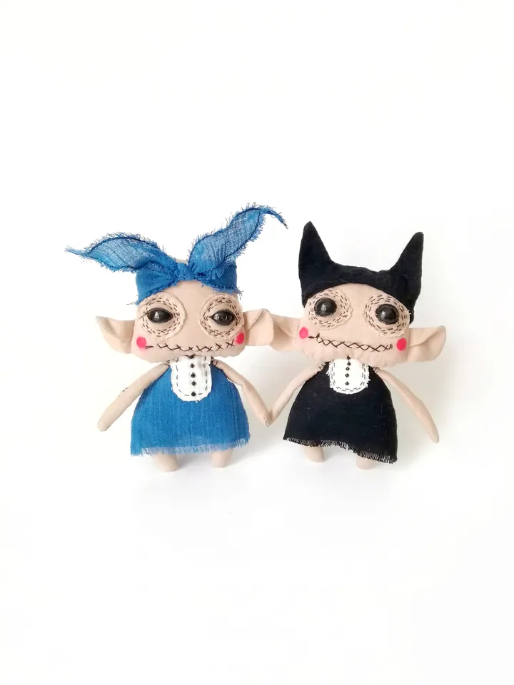 Handcrafted Art Dolls, Spooky Funny Fabric Interior Toys: One-of-a-Kind Weird Voodoo Dolls, Unique, Quirky and Whimsical. FREE SHIPPING!