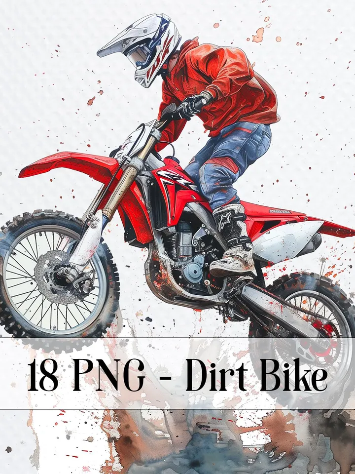 18 Dirt Bike PNG Clipart, Motocross Clipart, Motorcycle sublimation, Printable Dirt Bike, Digital download, Paper craft, junk journal