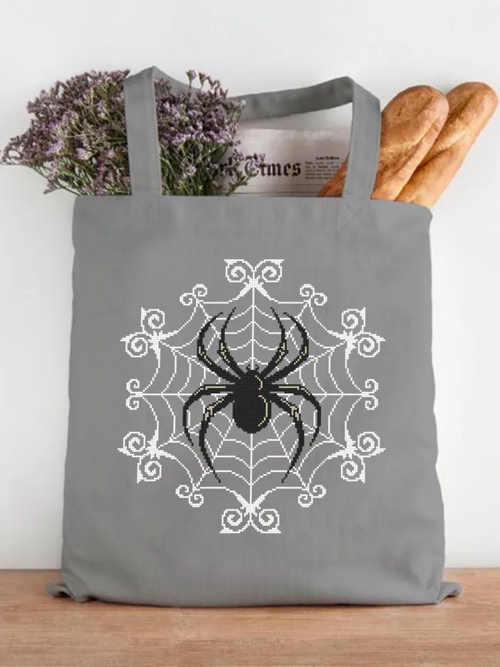 Halloween spider cross stitch pattern download PDF Spider web mandala cross stitch chart, Spooky cross stitch, Gothic home decor #H54