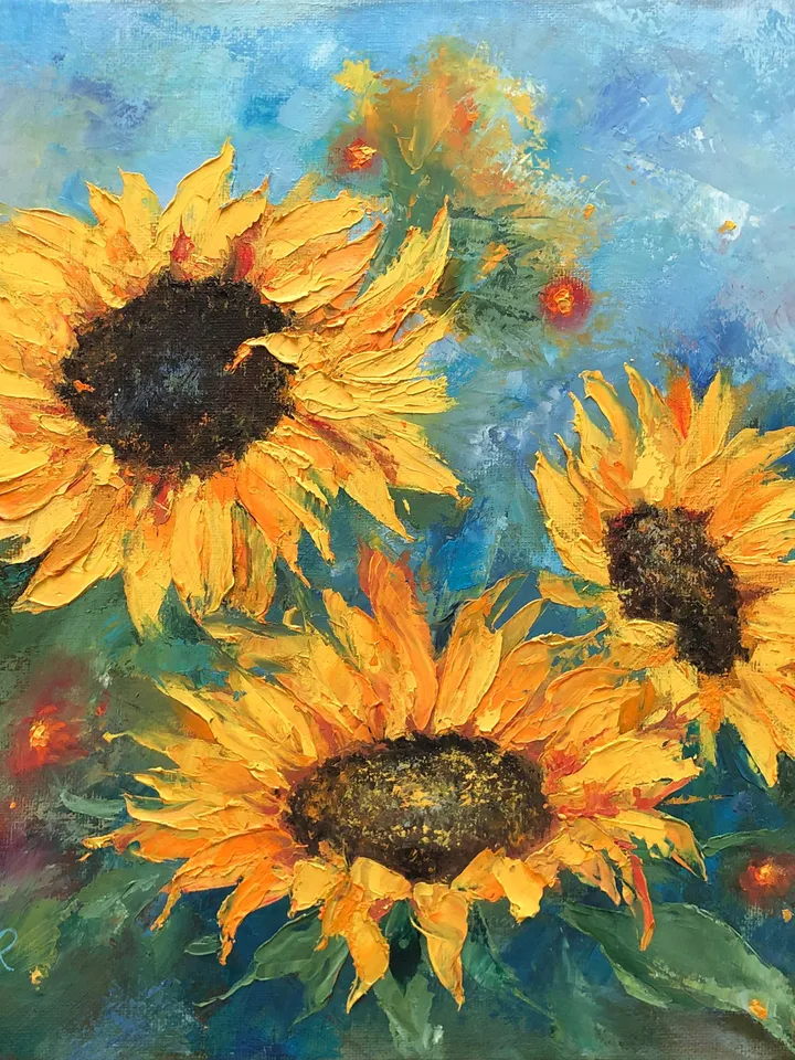 Sunflower Oil Painting Original Still Life Painting Flowers Wall Art