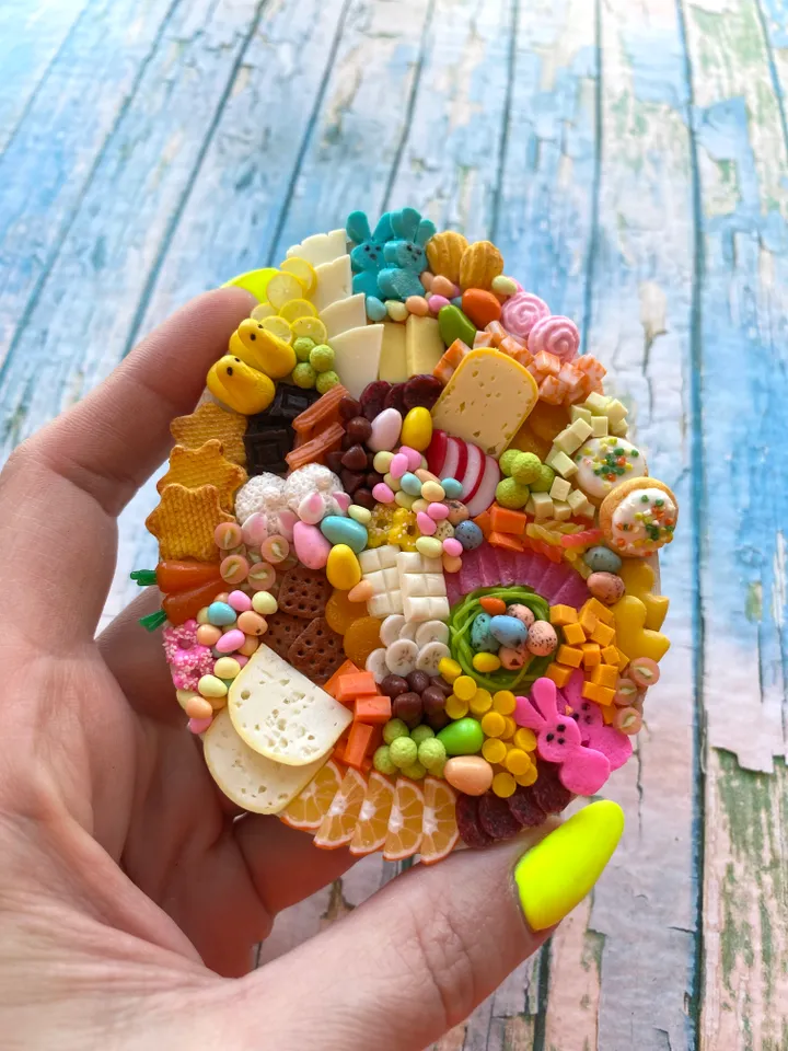 Magnet Miniature Easter Charcuterie Board with polymer clay Souvenir