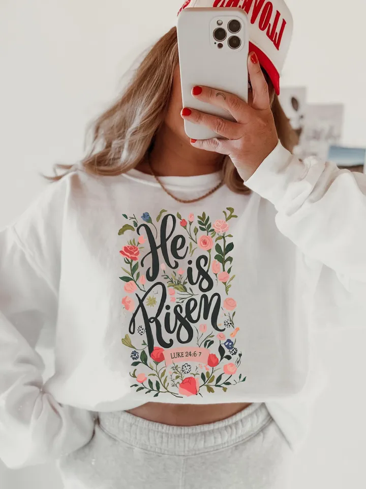 Christian Easter Graphics, Floral Resurrection PNG, Jesus Designs, Sublimation T-Shirt Art, Easter Clipart