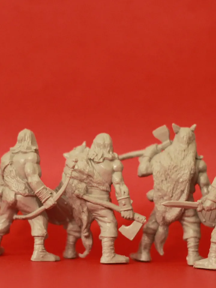 barbarians - clan wolfhounds, Miniatures 54mm scale, Tabletop Wargaming miniature figures, Slavic forest tribes, warriors, toy soldiers