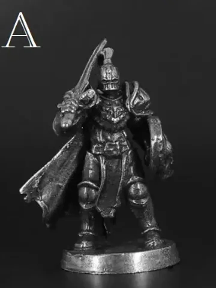 Fearless Knight, medieval european warriors, copper miniatures 36mm scale, tabletop wargaming feudal miniature figures.