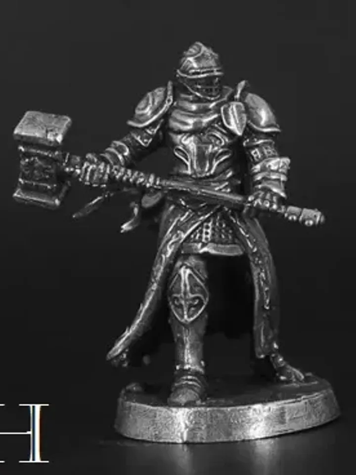 Fearless Knight, medieval european warriors, copper miniatures 36mm scale, tabletop wargaming feudal miniature figures.