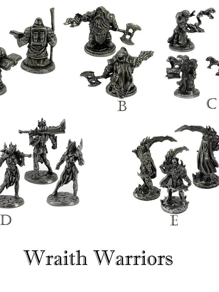 Wraith warriors, copper miniatures 36mm scale, Tabletop Wargaming fantasy miniature figures.