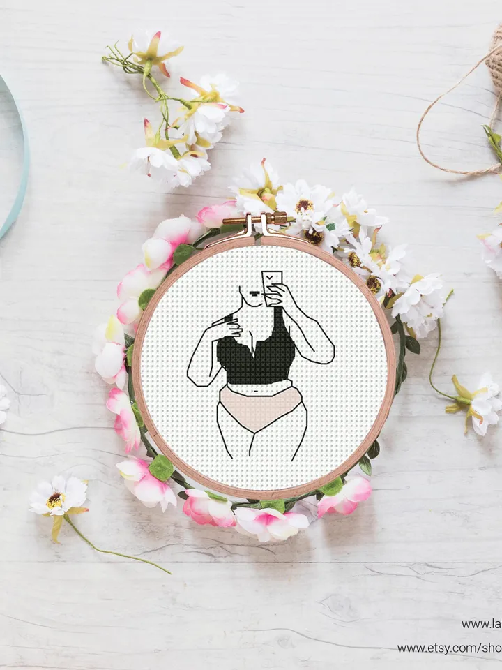 Bundle of 6 mini woman body art Cross stitch patterns, contemporary, Abstract, beginner counted, modern chart, DIY, embroidery, instant PDF