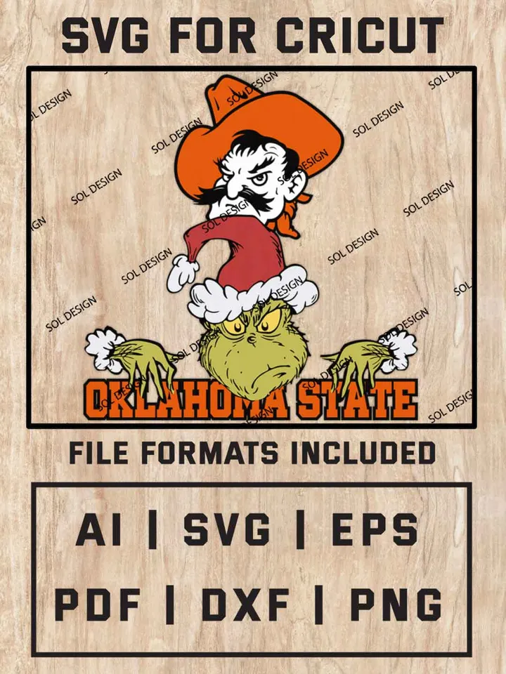 Grinch Oklahoma State Cowboys SVG, NCAA SVG Design, NCAA Oklahoma State Cowboys SVG, NCAA Cowboys Cricut, Christmas Svg, Grinch svg, Digital Download