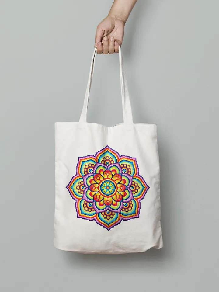 Bright mandala cross stitch pattern download PDF Colorful flower mandala ornament cross stitch chart, Mandala pattern digital PDF #M13
