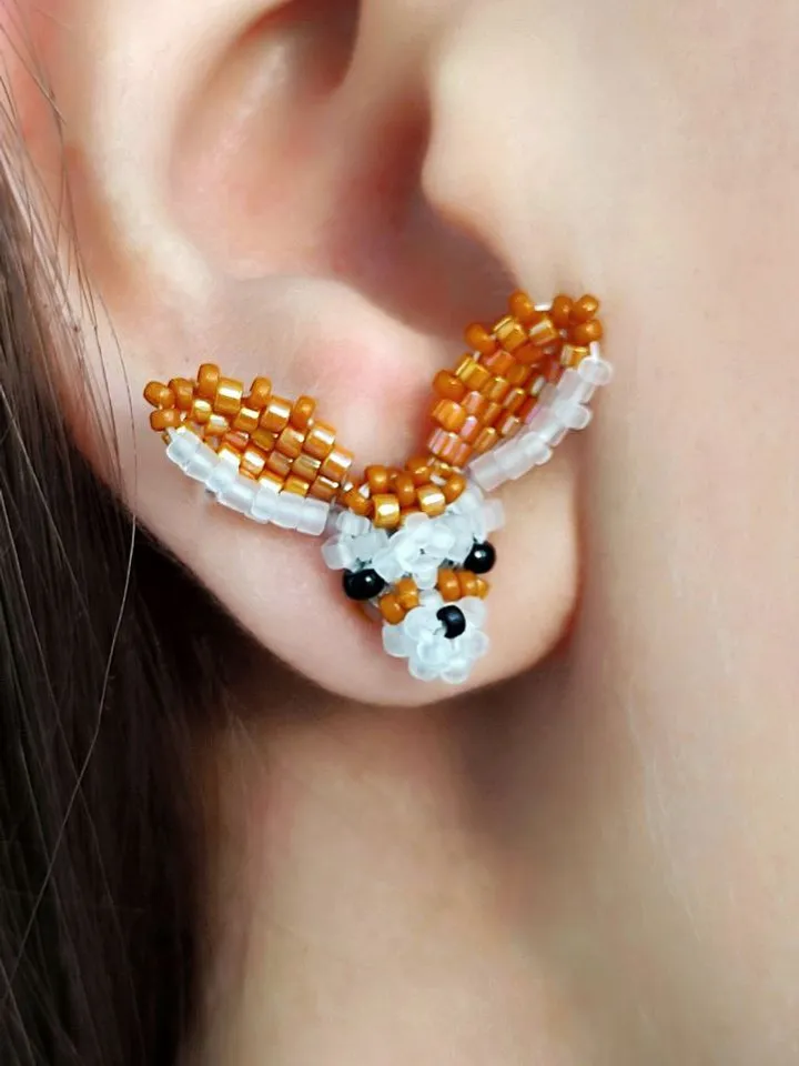PDF tutorial - Beaded Fennec Fox earrings