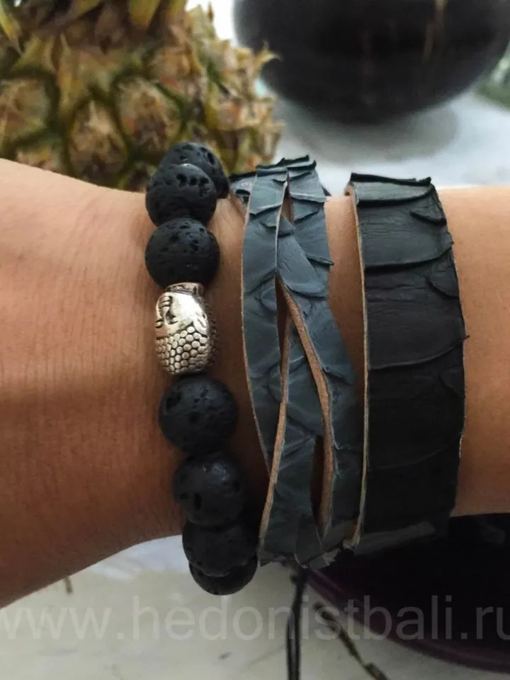 LAVA Bead Bracelet | Essential Oil Diffuser Bracelet Stretch Aromatherapy Jewelry | Gift for her | Buddha Bracelet | Black Gemstone Jewerly