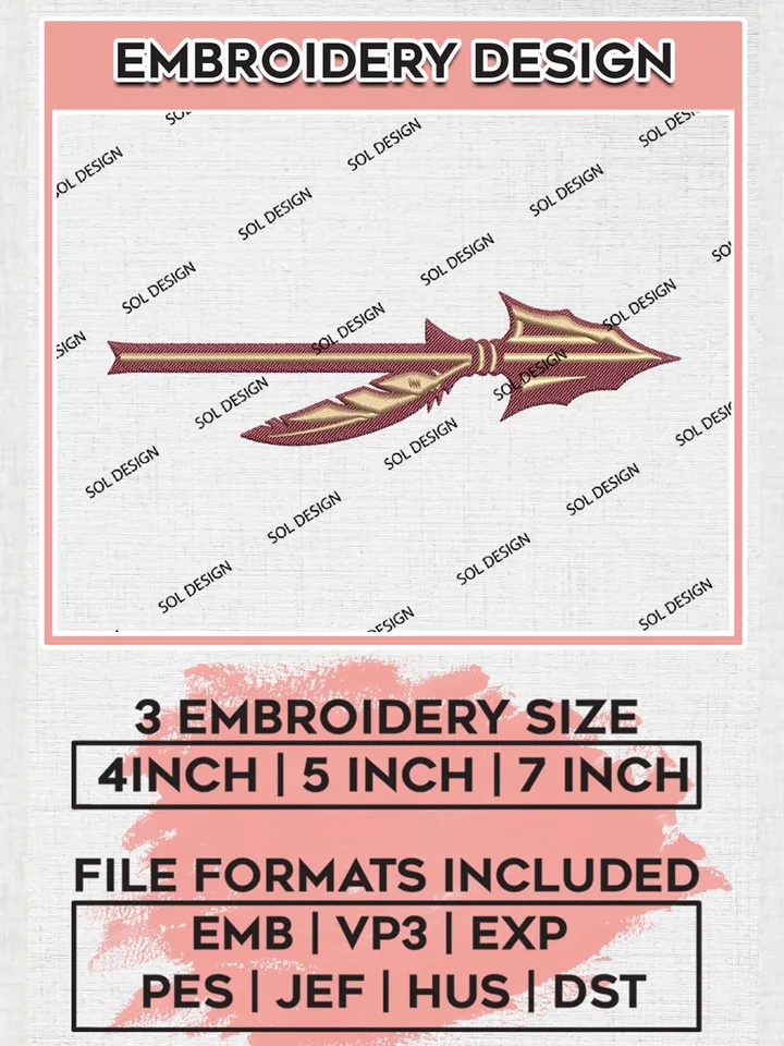 Florida State Seminoles NCAA Team Logo Machine Embroidery Design, NCAA Florida State Seminoles Embroidery Design Design files, NCAA Team Embroidery Designs, NCAA Machine Embroidery Designs, Digital Download