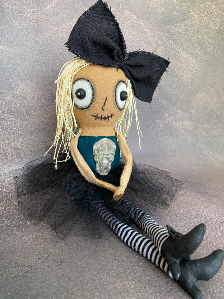 Creepy Cute doll . Rag doll . Goth gifts for her . Halloween home decor . Halloween gift ideas . Handmade doll .