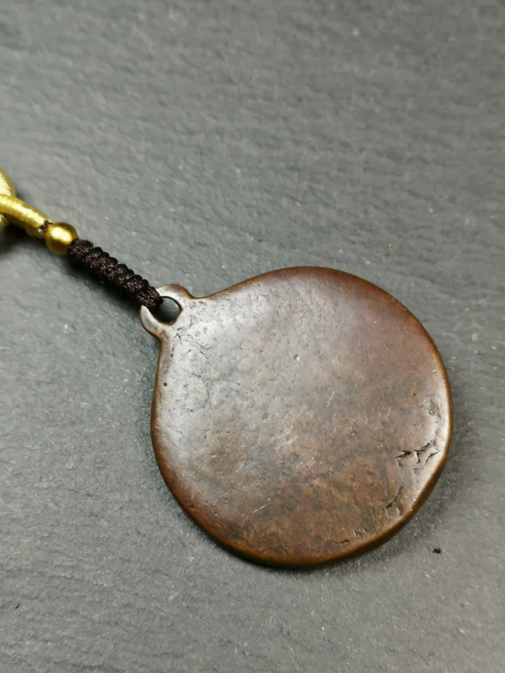Gandhanra Antique Tibetan Thokcha Amulet,Chakrasamvara with Vajravarahi Badge, Buddhist Protector Deity Pendant,1.3&quot;