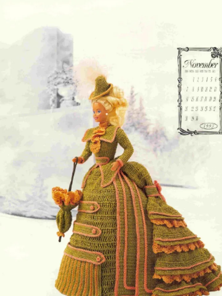 Vintage Barbie Dress Crochet Pattern for Dolls 11-1/2" Digital Download PDF