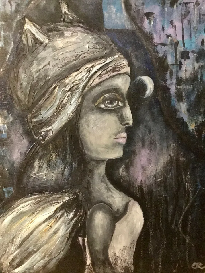 Luna,fantasy doll painting on canvas,original acrylic painting,fantasy woman painting,canvas wall art,one of a kind artwork.