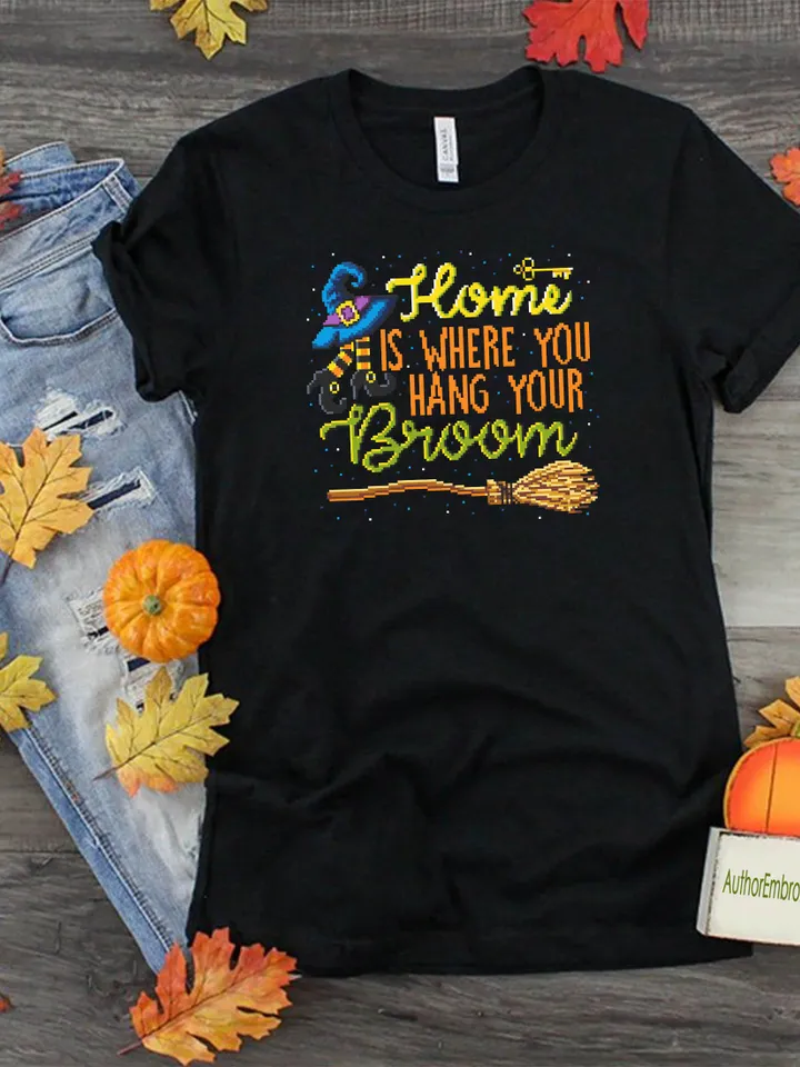 Funny Halloween cross stitch pattern download PDF Modern quote cross stitch chart, Happy Halloween embroidery beginners Home sweet home #H23