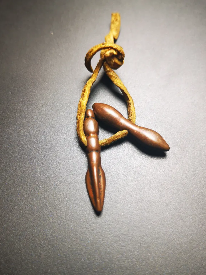Gandhanra Antique Tibetan Amulet,Mini Vajra and Kila(Dorje Phurba), Mala Prayer Beads,Trantic Buddhism Dharma, 50 Years Old.