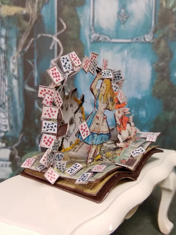 Open book. Dollhouse miniature.Miniature for a dollhouse.1:12 scale.