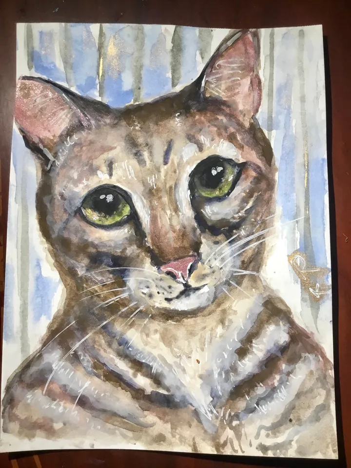 Andy-cat painting,original watercolor painting,one of kind,cat lovers gifts,wall decoration
