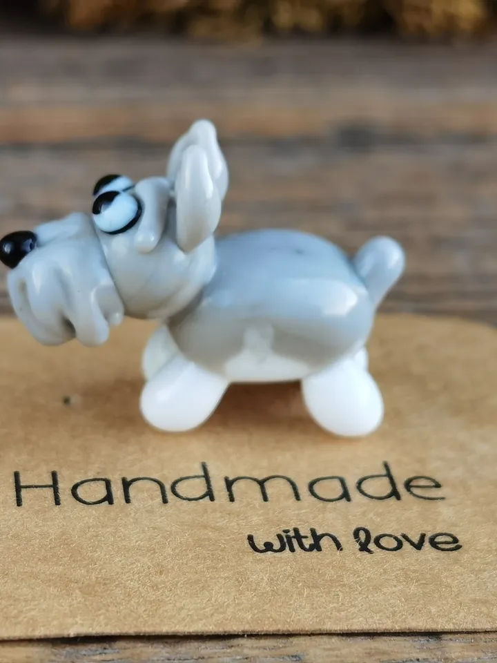 GLASS FIGURINES Schnauzer figurine Schnauzer GIFT Dog ornament Dog art Glass Dog decor Glass schnauzer art Miniature animals Tiny schnauzer