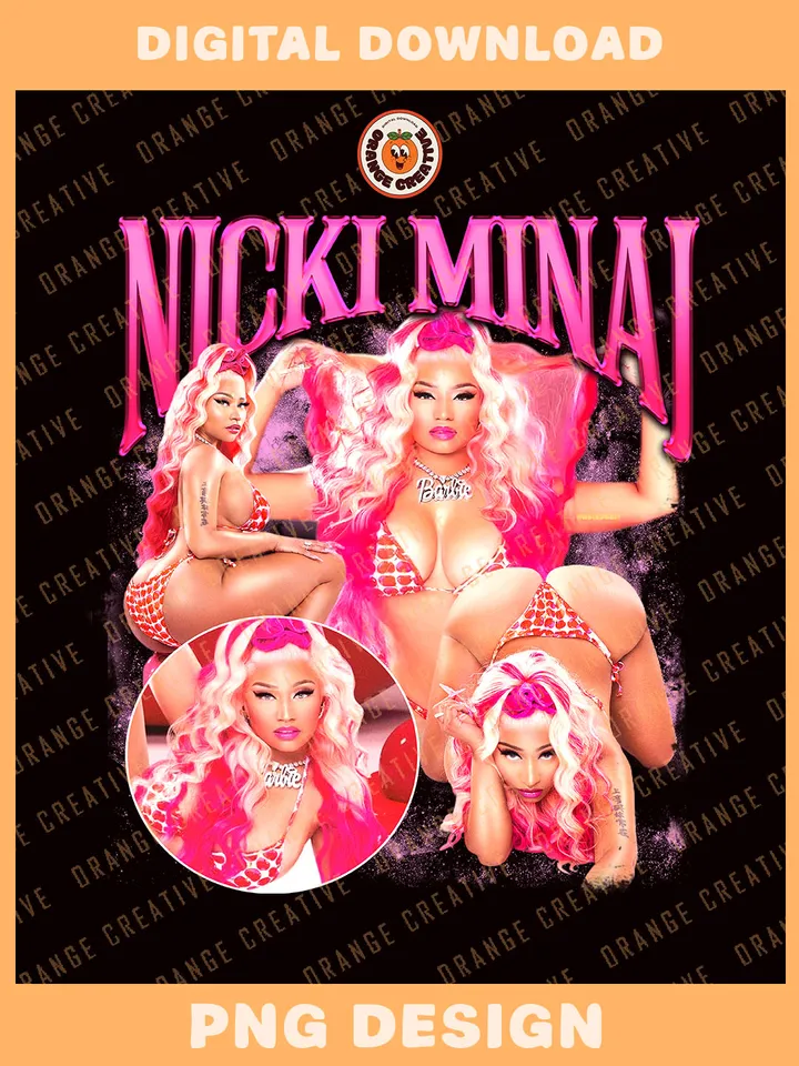 Vintage Ni.cki Minaj Bootleg T-shirt PNG, 90s Bootleg Template, Graphic Ni.cki Minaj Rapper PNG Files, Custom Bootleg Rap Tee, Digital Download