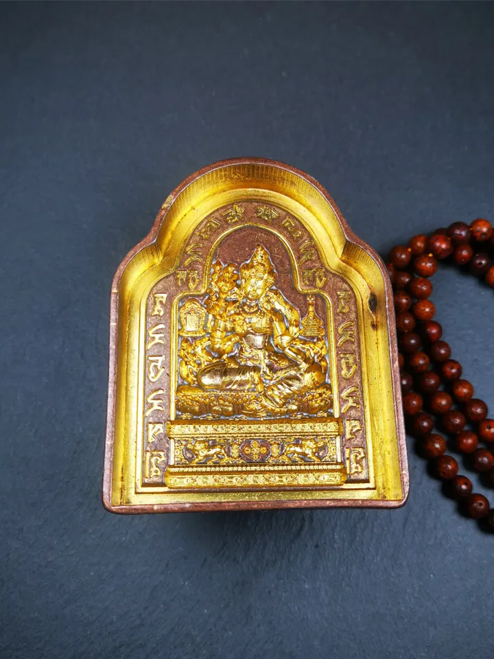 Gandhanra Handmade Tibetan Buddha Statue Tsa Tsa Mold,Green Tara with Mantra Mold,Copper Mould For Making Clay Buddha Statue,Tsha Tsha